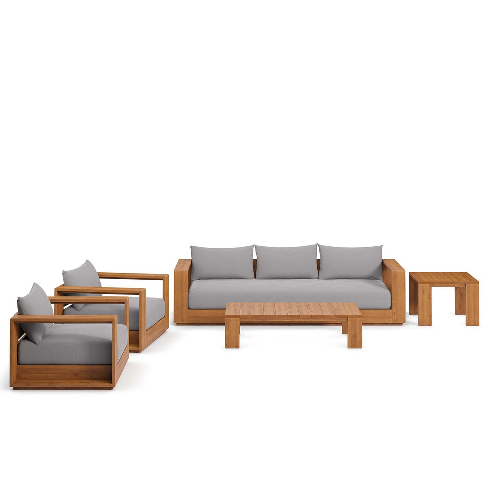 Tahoe Outdoor Patio Acacia Wood 5-Piece Furniture Set By Modway - EEI-6801 | Outdoor Sofas, Loveseats & Sectionals | Modishstore - 2