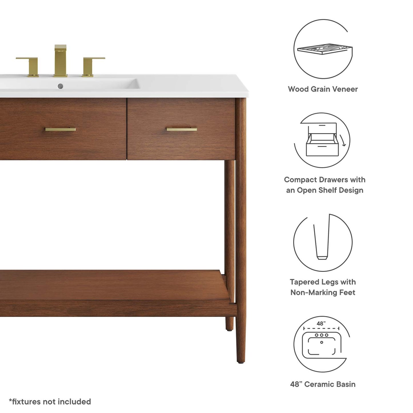 Zaire 48" Single Sink Bathroom Vanity By Modway - EEI-6824 | Bathroom Accessories | Modishstore - 17