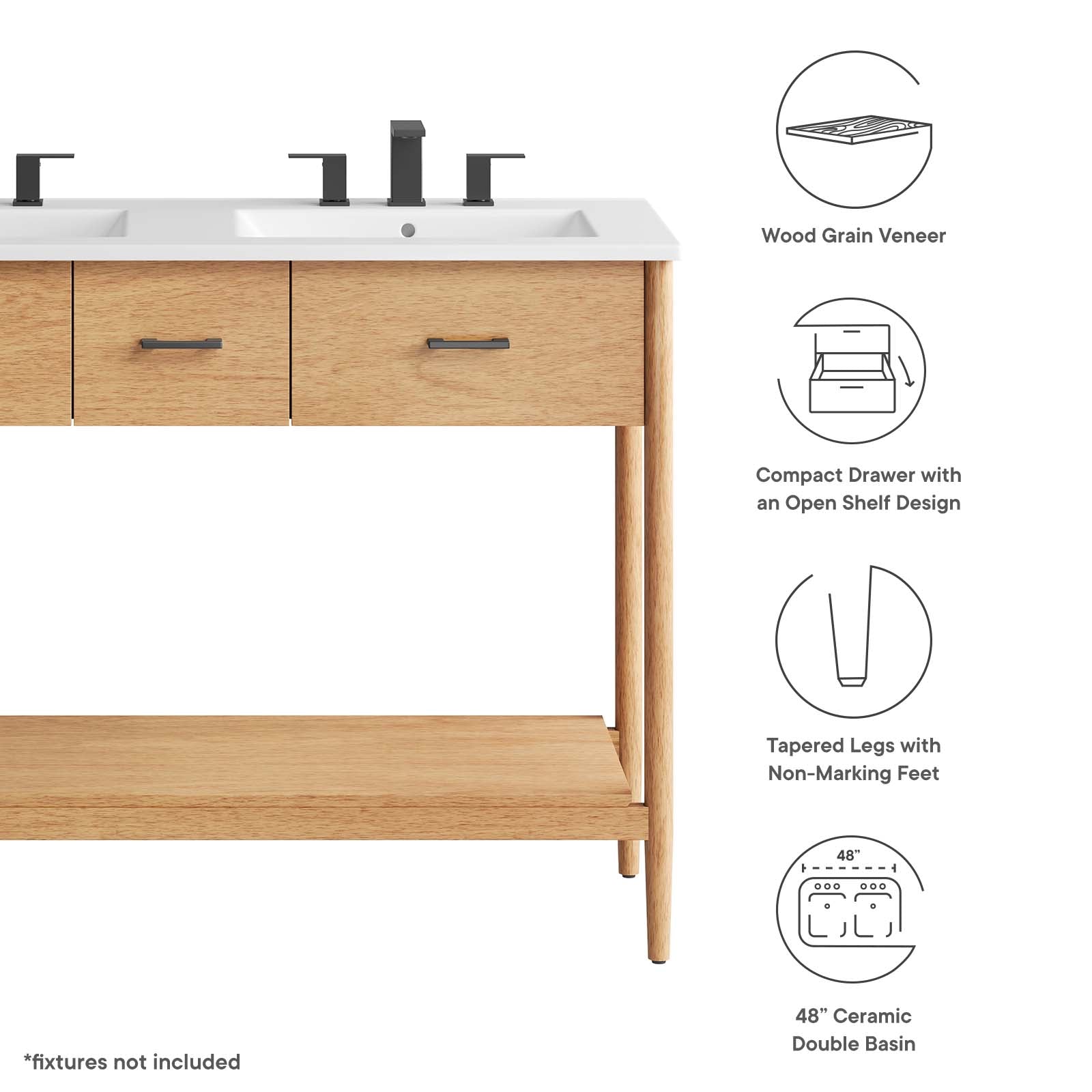 Zaire 48" Double Sink Bathroom Vanity By Modway - EEI-6826 | Bathroom Accessories | Modishstore - 8