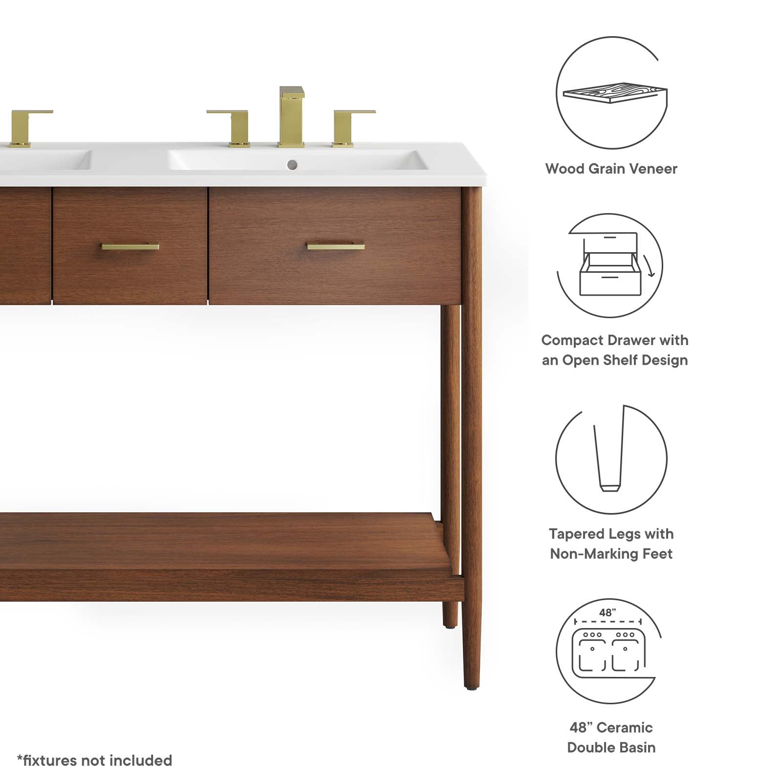 Zaire 48" Double Sink Bathroom Vanity By Modway - EEI-6826 | Bathroom Accessories | Modishstore - 17