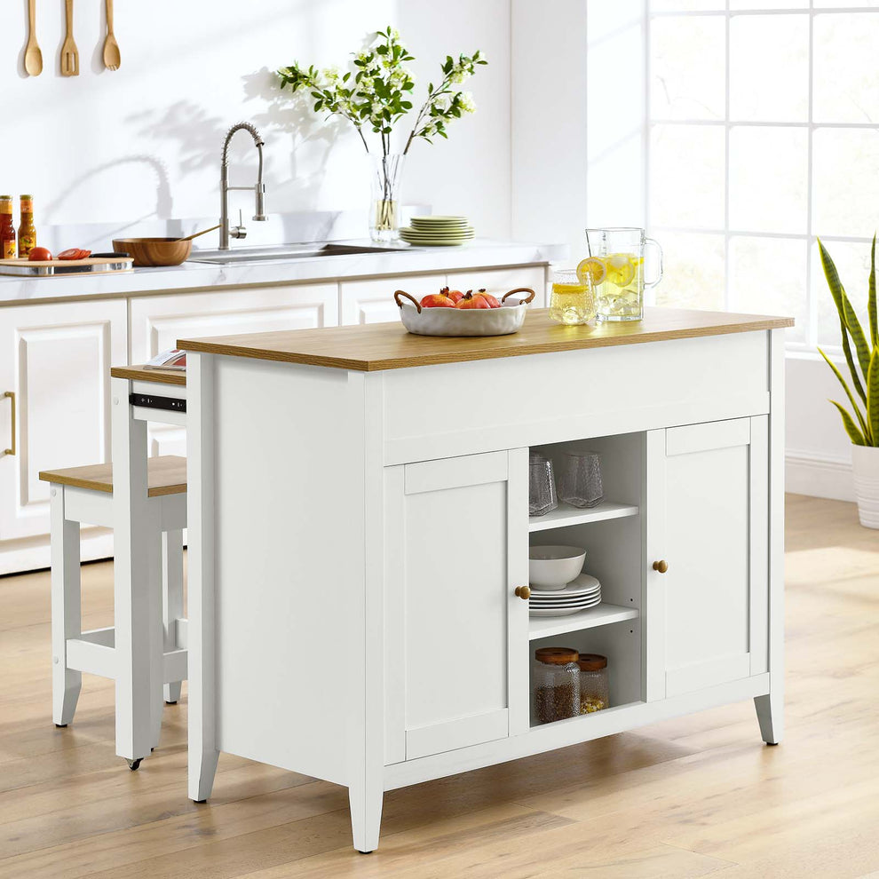 Garland 3-Piece Kitchen Island and Stool Set By Modway - EEI-6894 | Dining Sets | Modishstore - 3