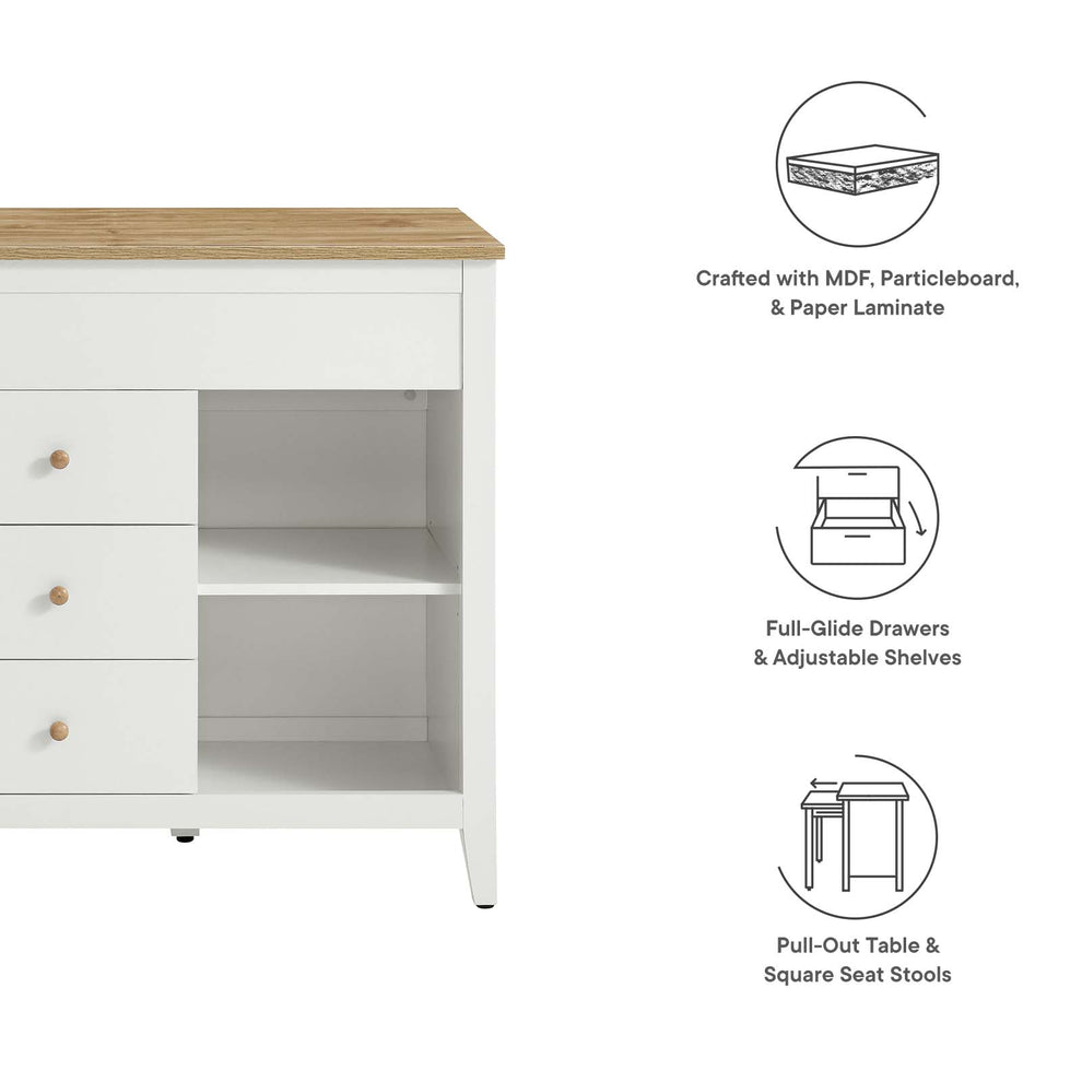 Farmstead 3-Piece Kitchen Island and Stool Set By Modway - EEI-6895 | Dining Sets | Modishstore - 8