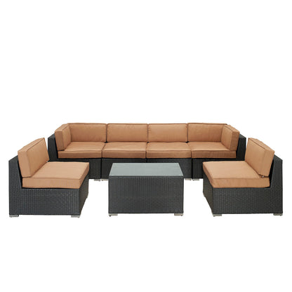 Aero 7 Piece Outdoor Patio Sectional Set By Modway - EEI-695 | Outdoor Sofas, Loveseats & Sectionals | Modishstore - 3