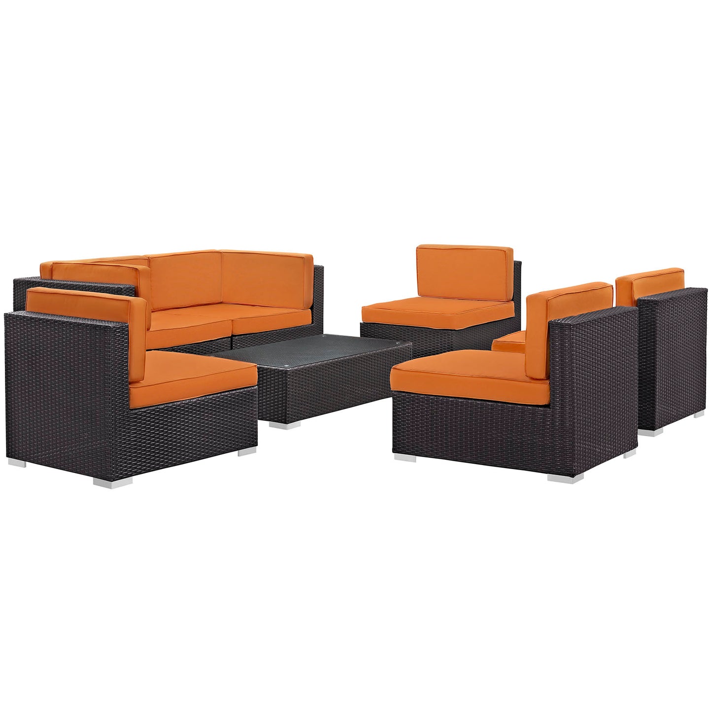 Aero 7 Piece Outdoor Patio Sectional Set By Modway - EEI-695 | Outdoor Sofas, Loveseats & Sectionals | Modishstore - 7