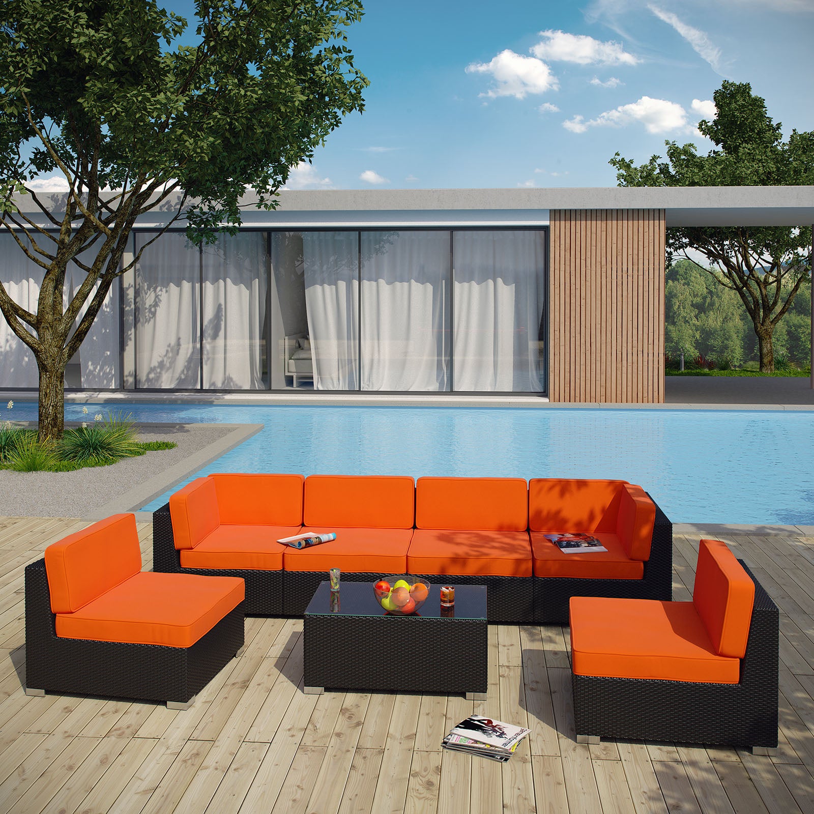 Aero 7 Piece Outdoor Patio Sectional Set By Modway - EEI-695 | Outdoor Sofas, Loveseats & Sectionals | Modishstore - 4
