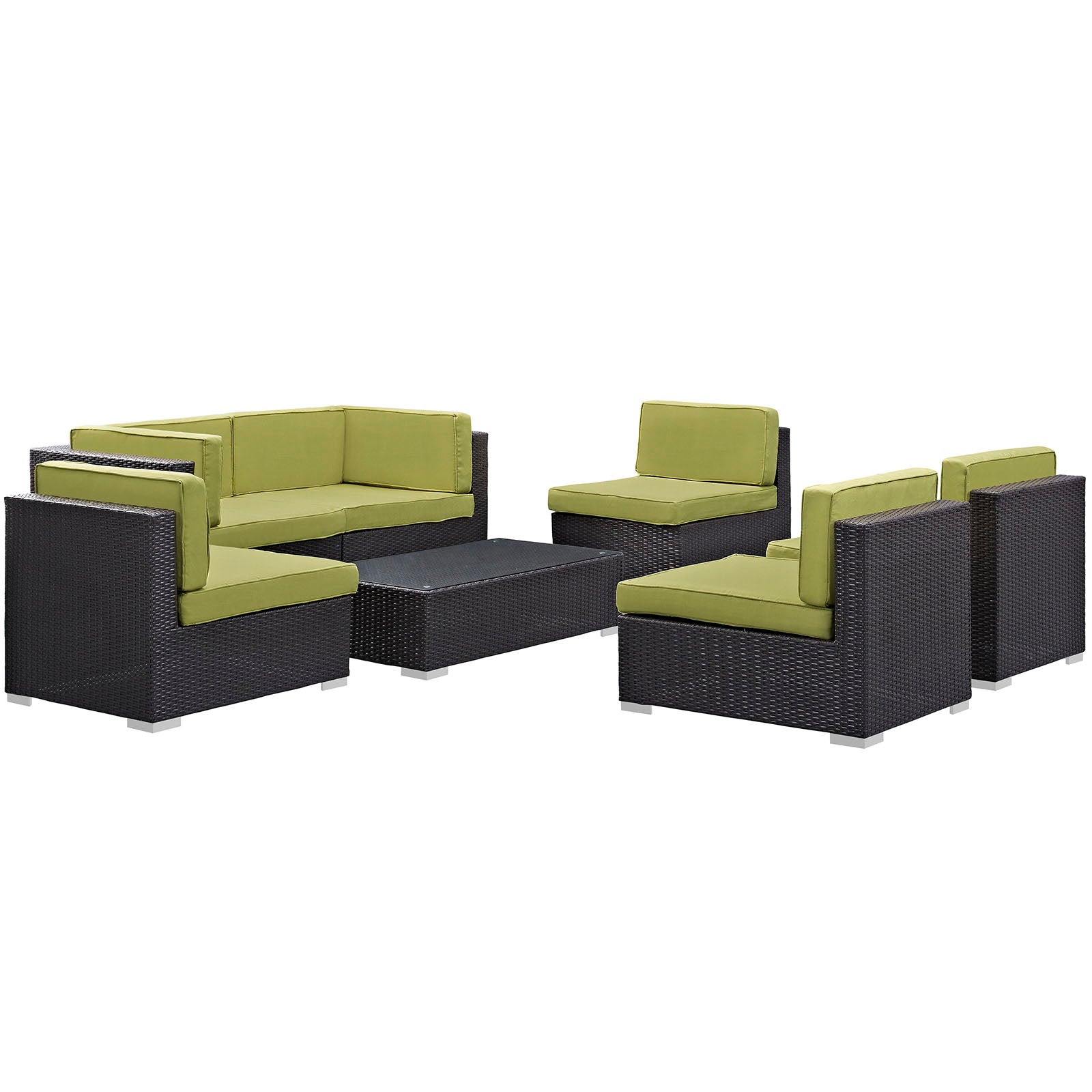 Aero 7 Piece Outdoor Patio Sectional Set By Modway - EEI-695 | Outdoor Sofas, Loveseats & Sectionals | Modishstore - 11