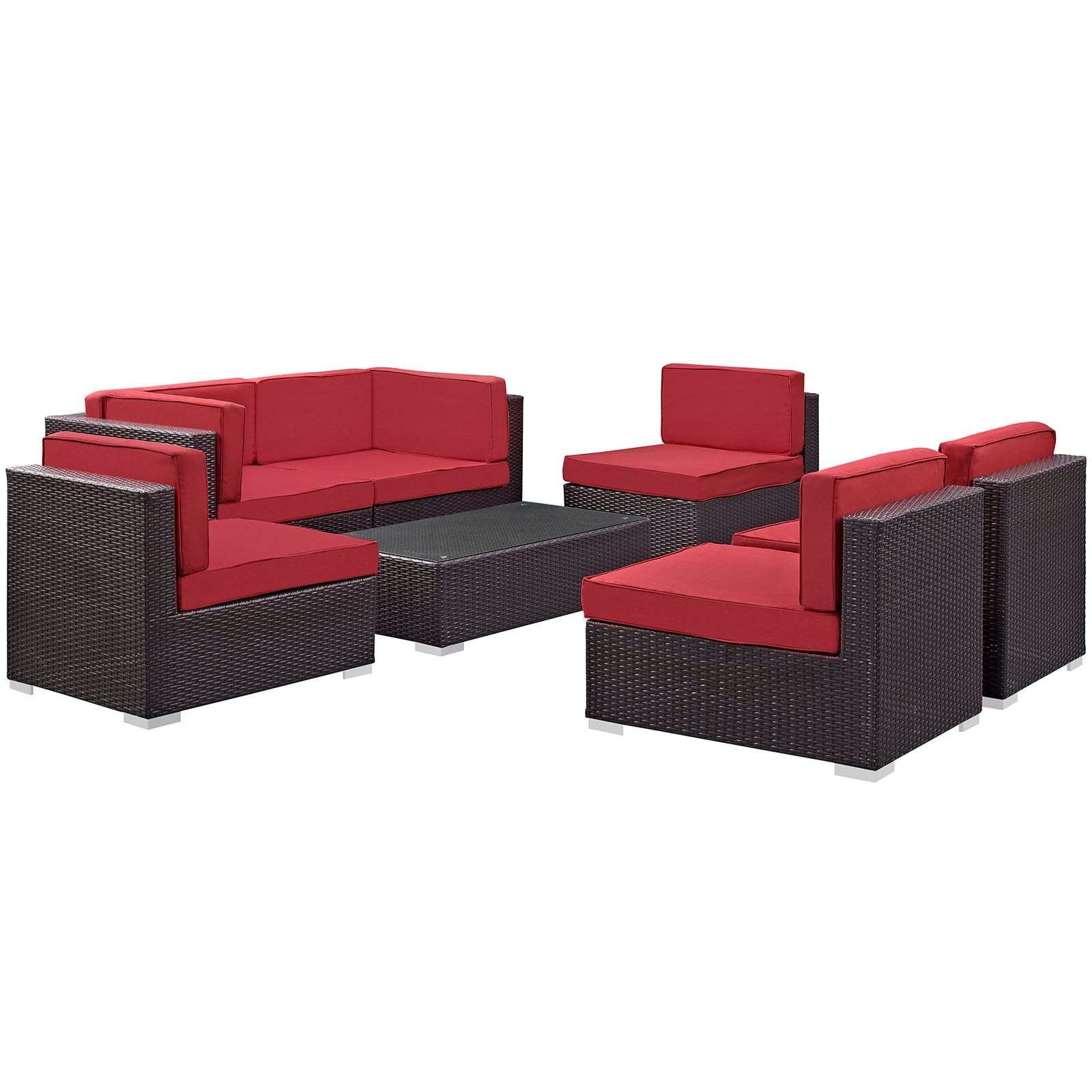 Aero 7 Piece Outdoor Patio Sectional Set By Modway - EEI-695 | Outdoor Sofas, Loveseats & Sectionals | Modishstore - 13
