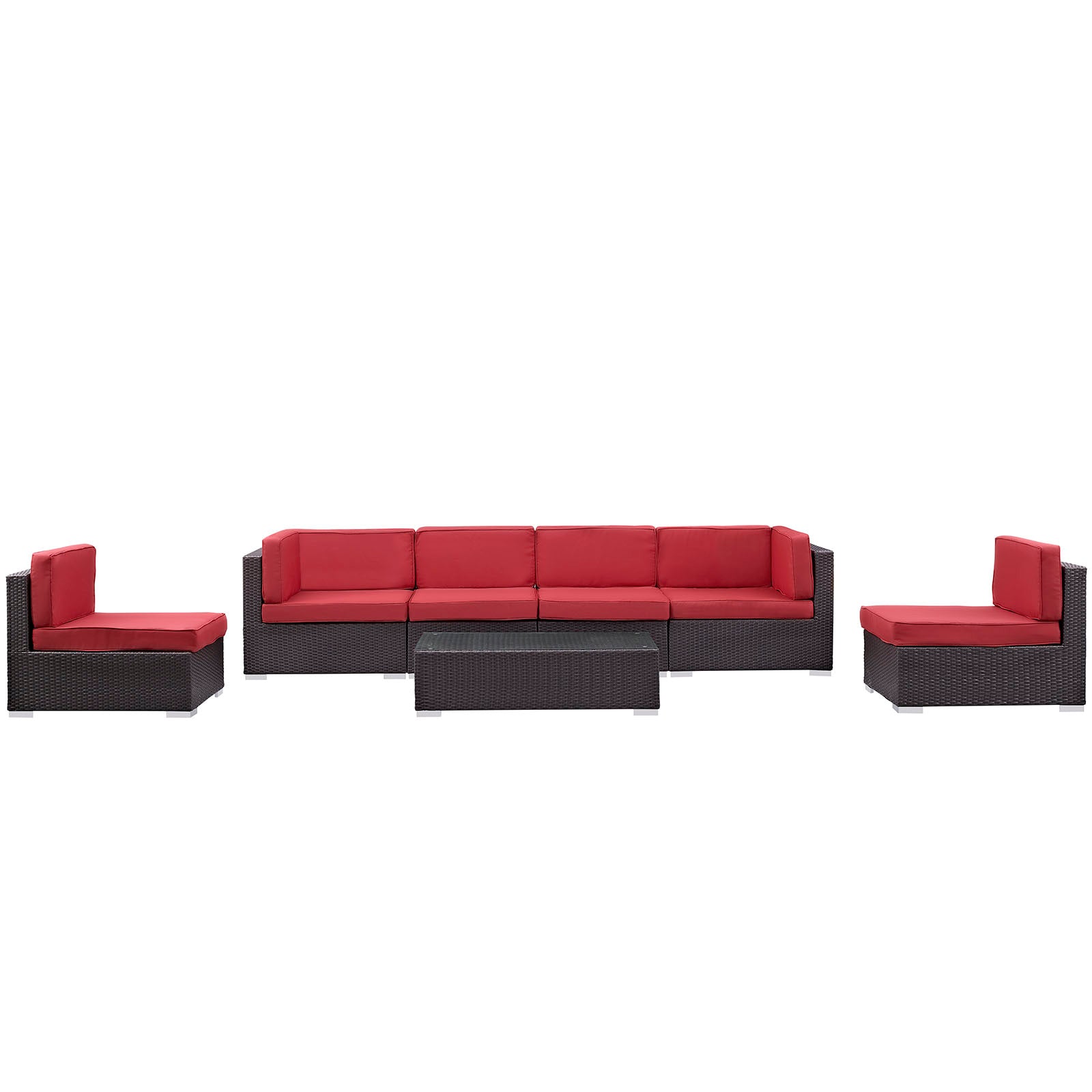 Aero 7 Piece Outdoor Patio Sectional Set By Modway - EEI-695 | Outdoor Sofas, Loveseats & Sectionals | Modishstore - 15
