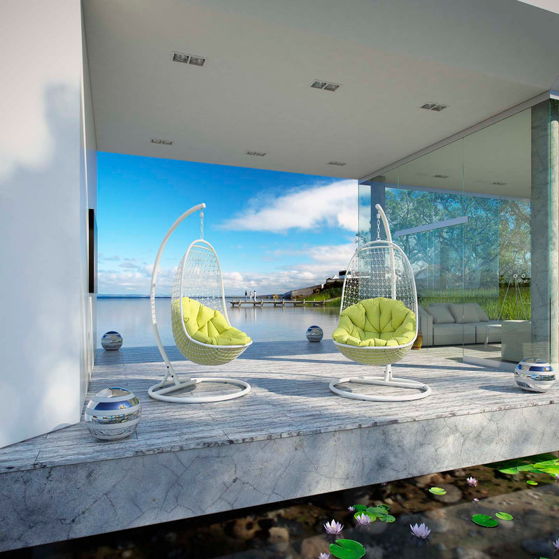 Modway Encounter Swing Outdoor Patio Fabric Lounge Chair - White - EEI-738 | Outdoor Porch Swings | Modishstore - 1