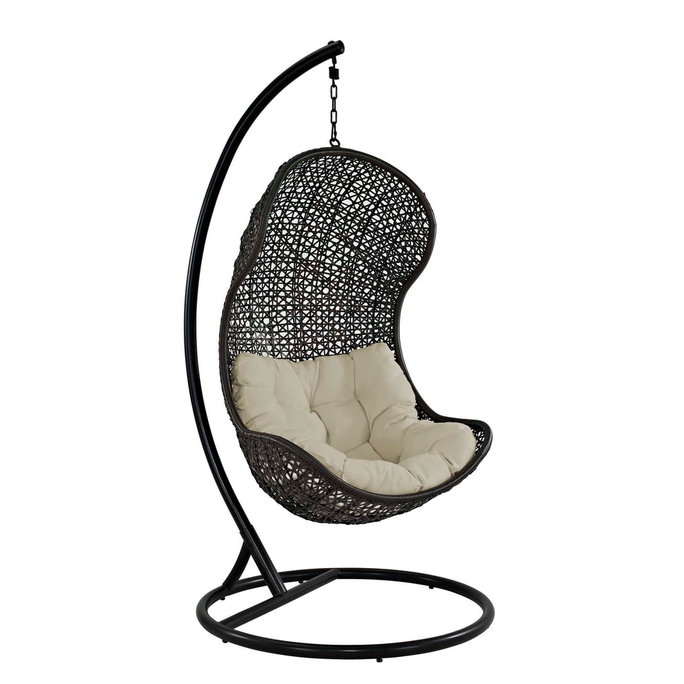 Modway Parlay Swing Outdoor Patio Fabric Lounge Chair - Espresso White - EEI-806 | Outdoor Porch Swings | Modishstore - 3