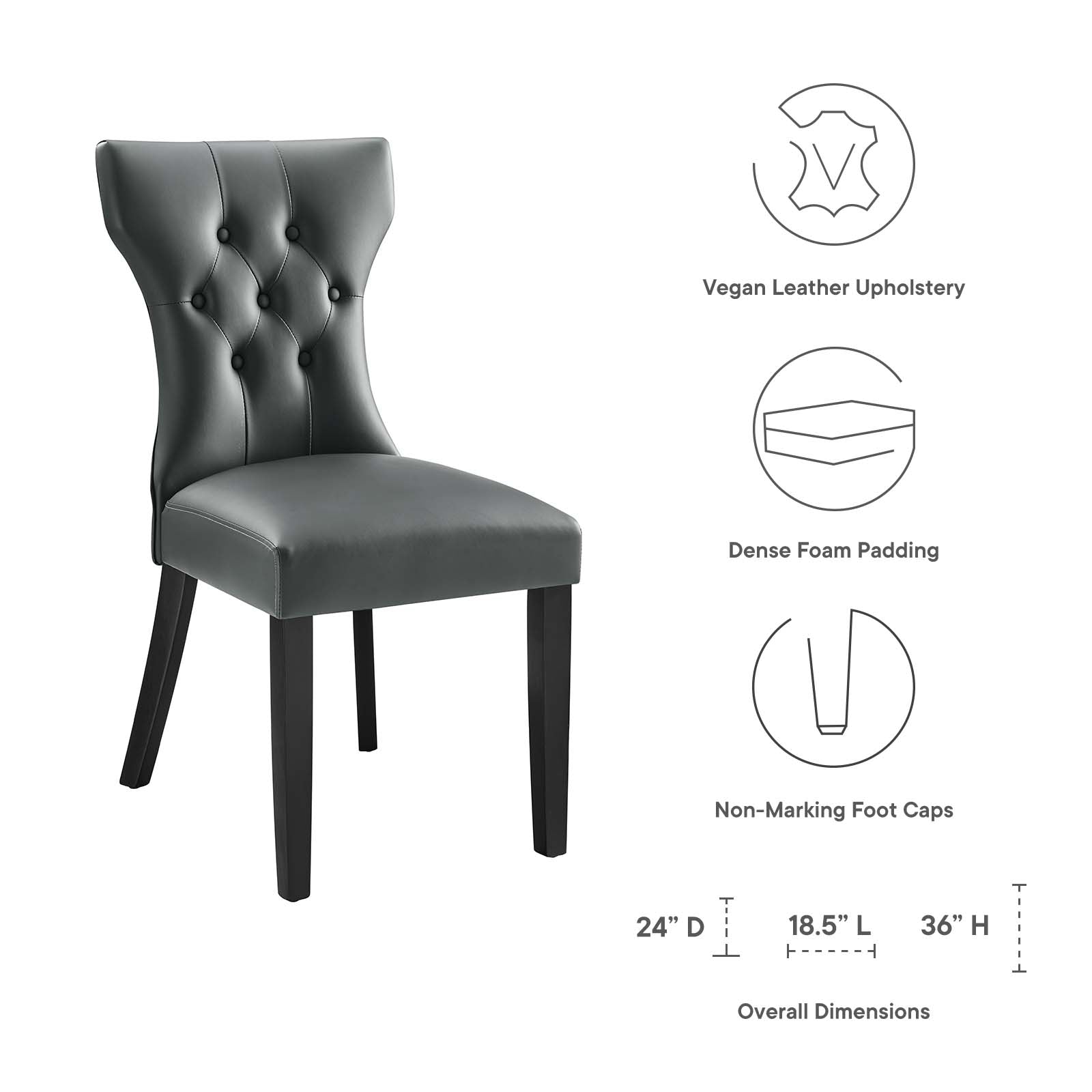 Silhouette Dining Vinyl Side Chair By Modway - EEI-812 | Dining Chairs | Modishstore - 7