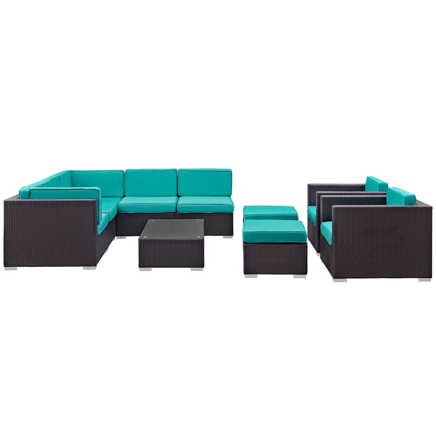 Avia 10 Piece Outdoor Patio Sectional Set By Modway - EEI-826 | Outdoor Sofas, Loveseats & Sectionals | Modishstore - 3