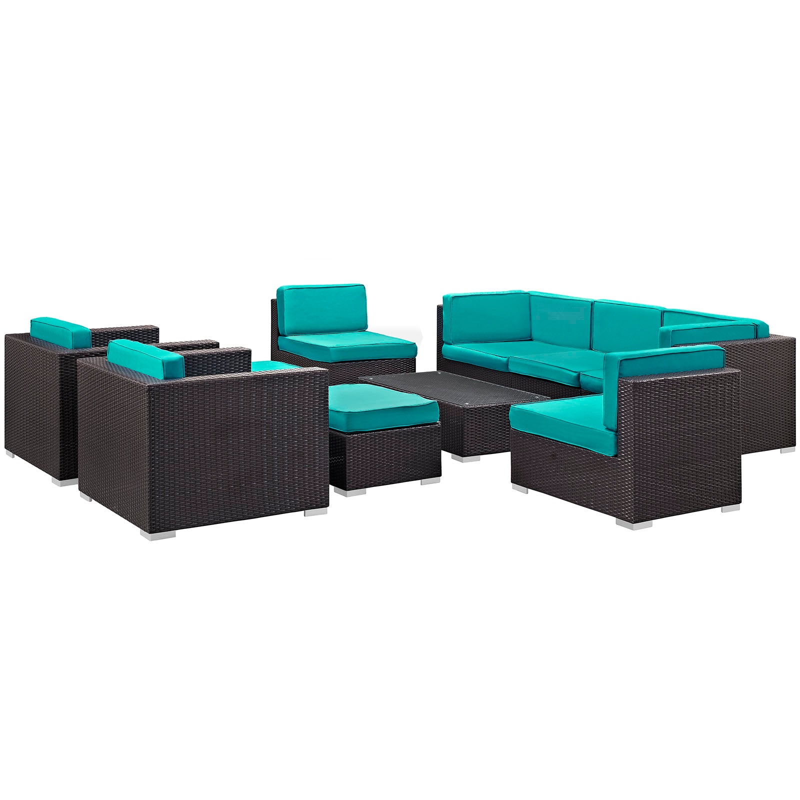 Avia 10 Piece Outdoor Patio Sectional Set By Modway - EEI-826 | Outdoor Sofas, Loveseats & Sectionals | Modishstore - 3