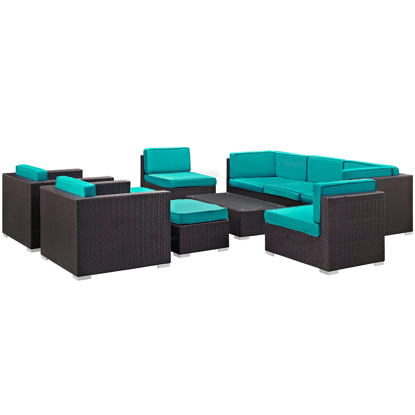 Avia 10 Piece Outdoor Patio Sectional Set By Modway - EEI-826 | Outdoor Sofas, Loveseats & Sectionals | Modishstore - 4