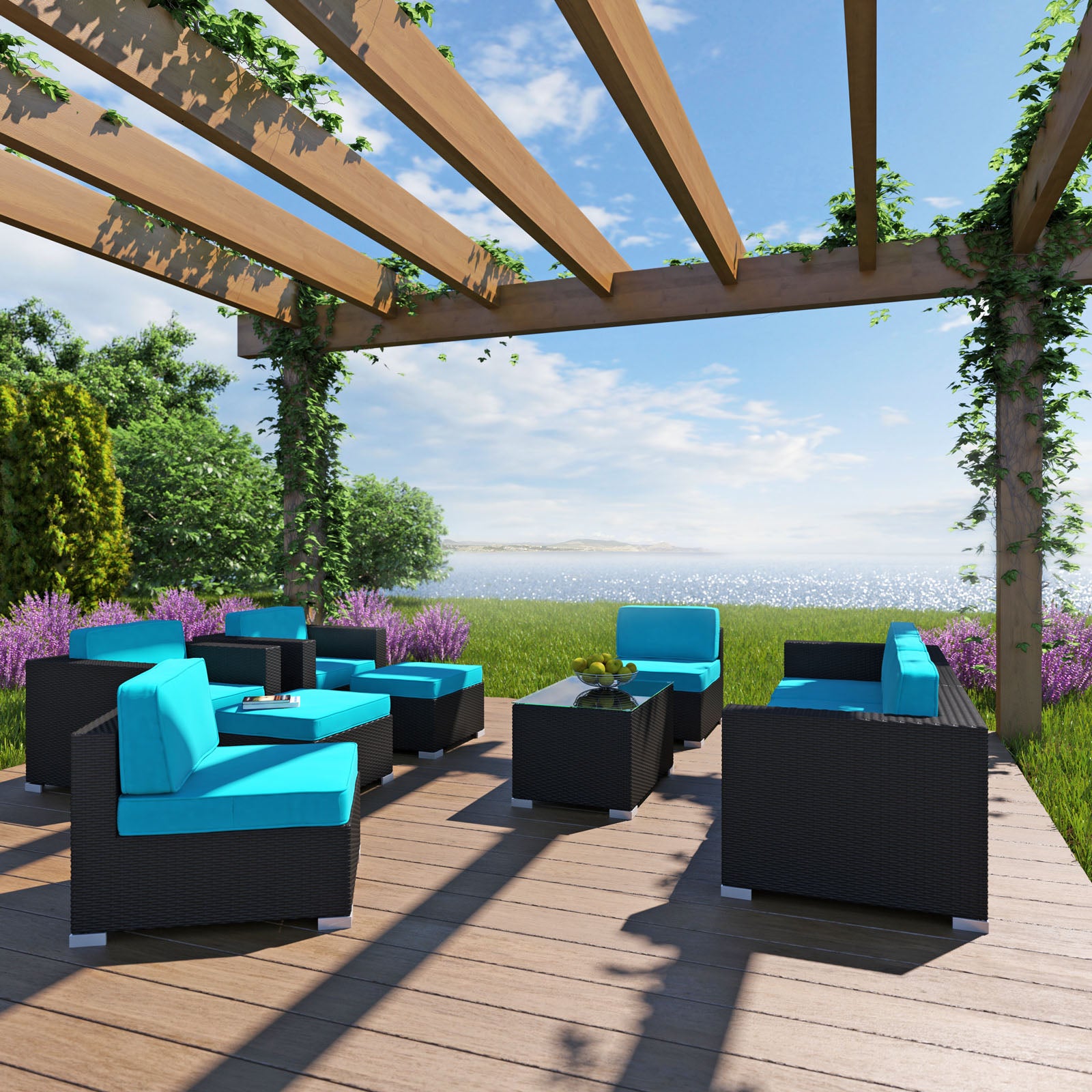 Avia 10 Piece Outdoor Patio Sectional Set By Modway - EEI-826 | Outdoor Sofas, Loveseats & Sectionals | Modishstore - 1