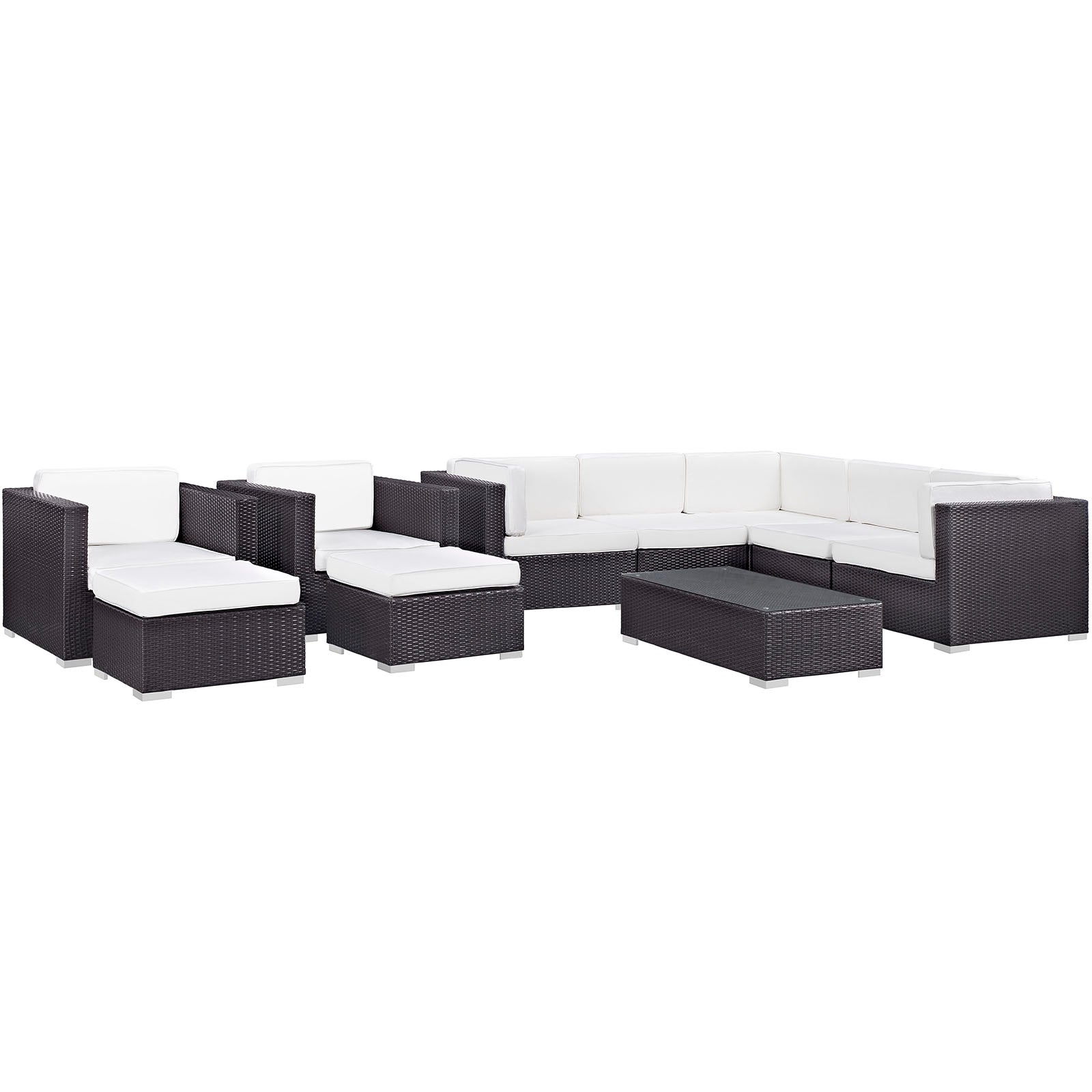 Avia 10 Piece Outdoor Patio Sectional Set By Modway - EEI-826 | Outdoor Sofas, Loveseats & Sectionals | Modishstore - 5