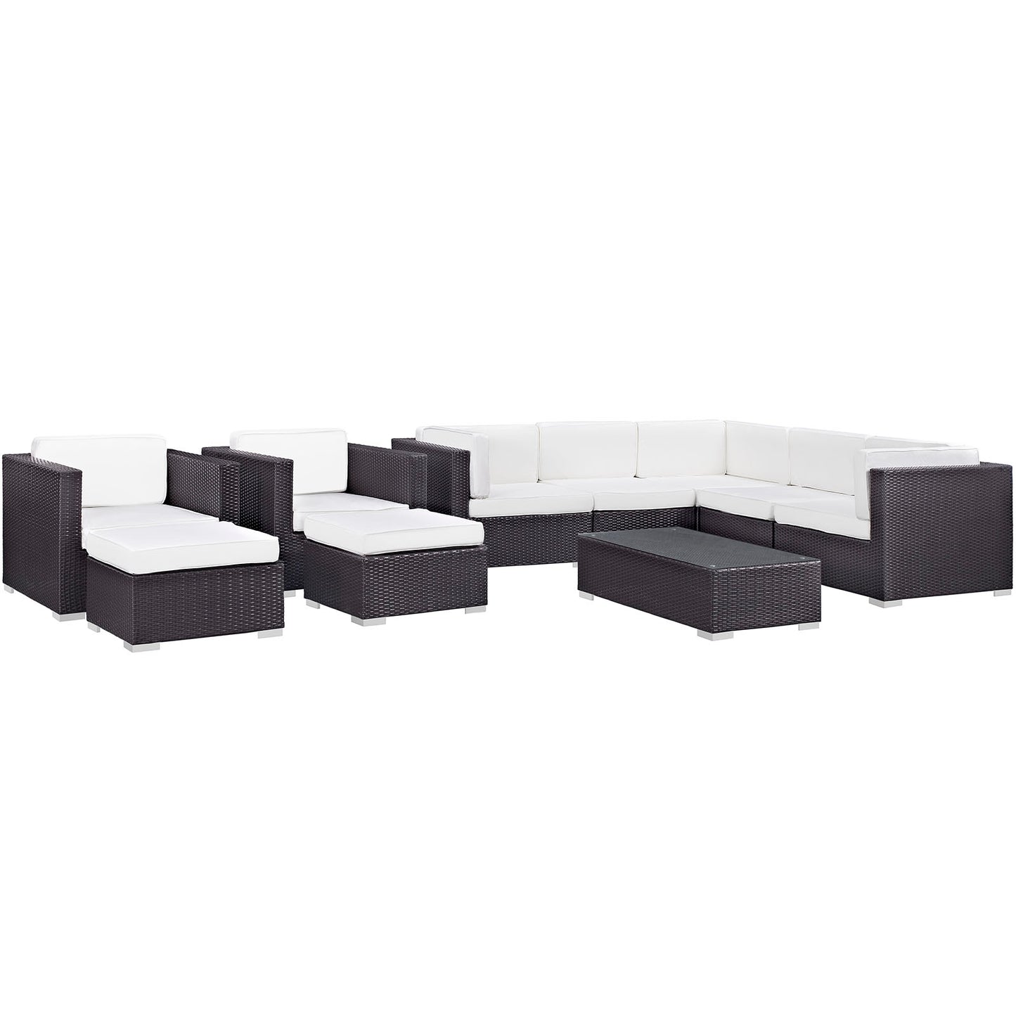 Avia 10 Piece Outdoor Patio Sectional Set By Modway - EEI-826 | Outdoor Sofas, Loveseats & Sectionals | Modishstore - 6