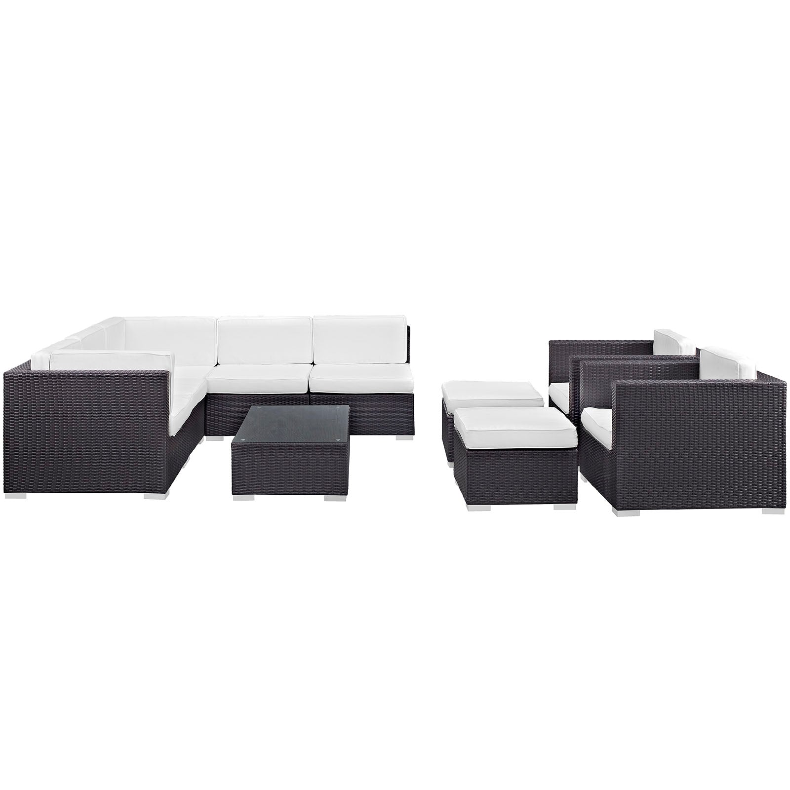 Avia 10 Piece Outdoor Patio Sectional Set By Modway - EEI-826 | Outdoor Sofas, Loveseats & Sectionals | Modishstore - 7