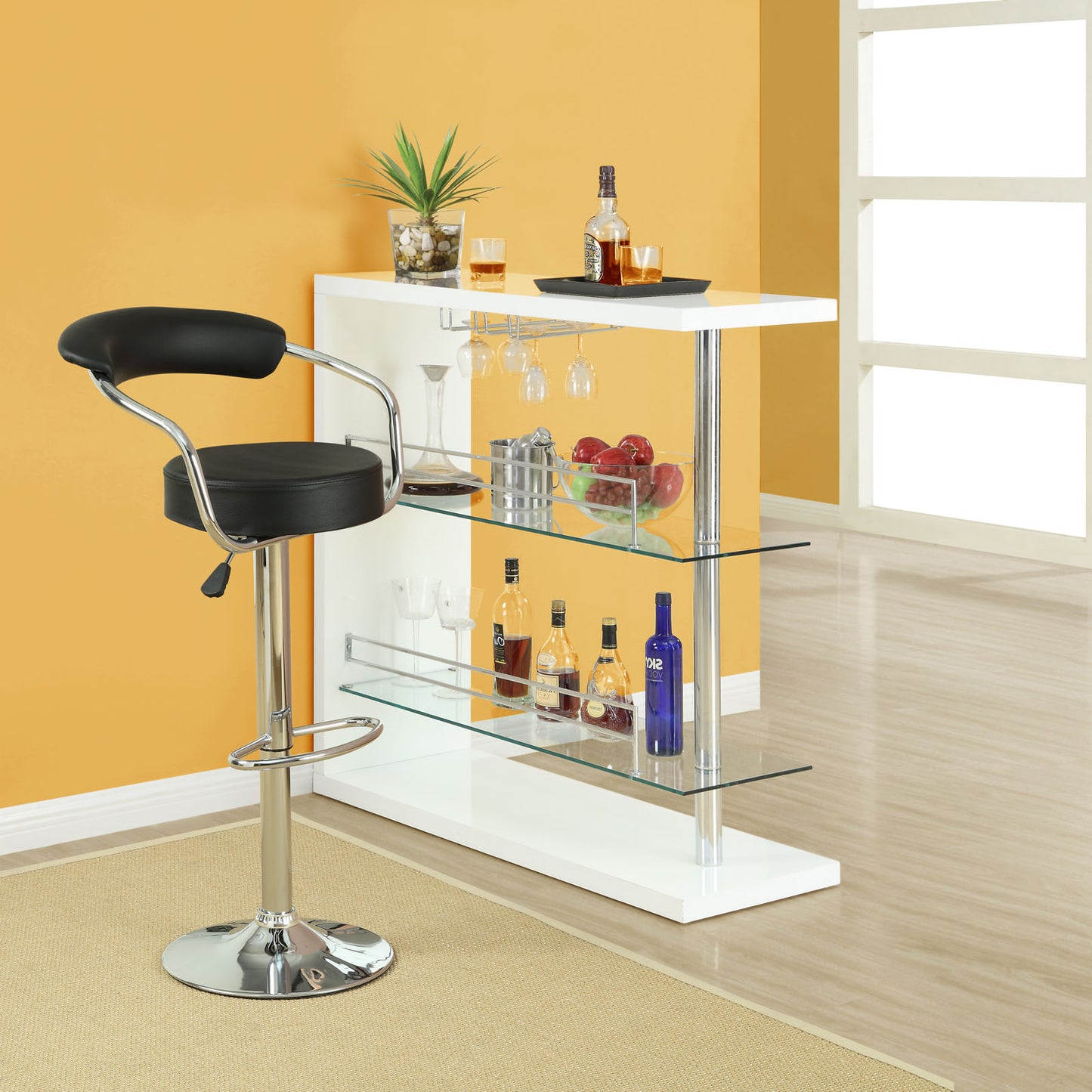 Modway Diner Bar Stool Set of 3 - Black - EEI-931 | Bar Stools | Modishstore - 1