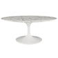 Modway Lippa 42" Oval-Shaped Artificial Marble Coffee Table in White | Coffee Tables | Modishstore-7