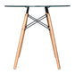 LeisureMod Dover Round Bistro Glass Top Dining Table W/ Natural Wood Eiffel Base | Dining Tables | Modishstore - 5
