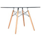 LeisureMod Dover Round Glass Top Dining Table W/ Natural Wood Eiffel Base | Dining Tables | Modishstore - 7