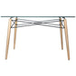 LeisureMod Dover 4Ft Rectangle Glass Top Dining Table W/ Natural Wood Eiffel Base | Dining Tables | Modishstore - 2