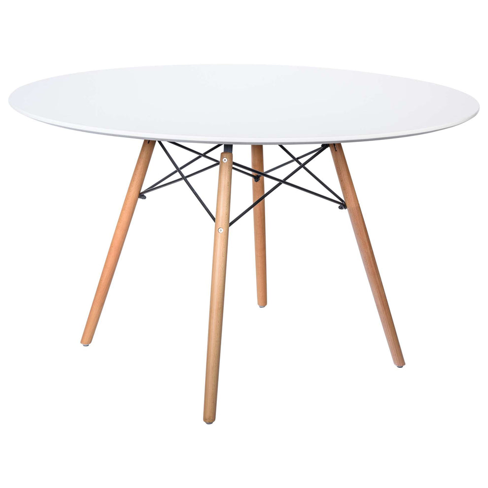 LeisureMod Dover Round Wooden Top Dining Table W/ Natural Wood Eiffel Base | Dining Tables | Modishstore - 7