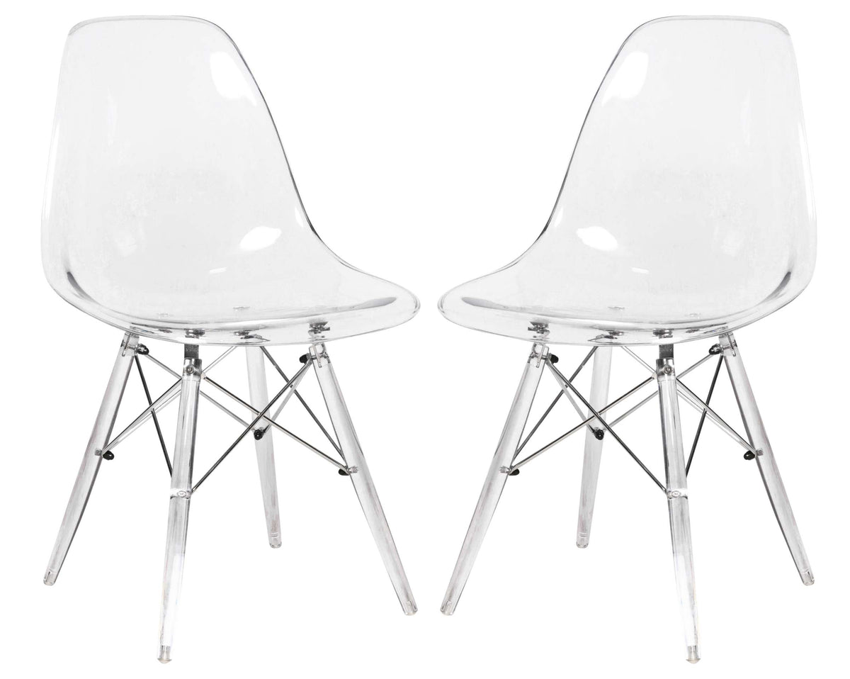 LeisureMod Dover Molded Side Chair with Acrylic Base, Set of 2 | Side Chairs | Modishstore