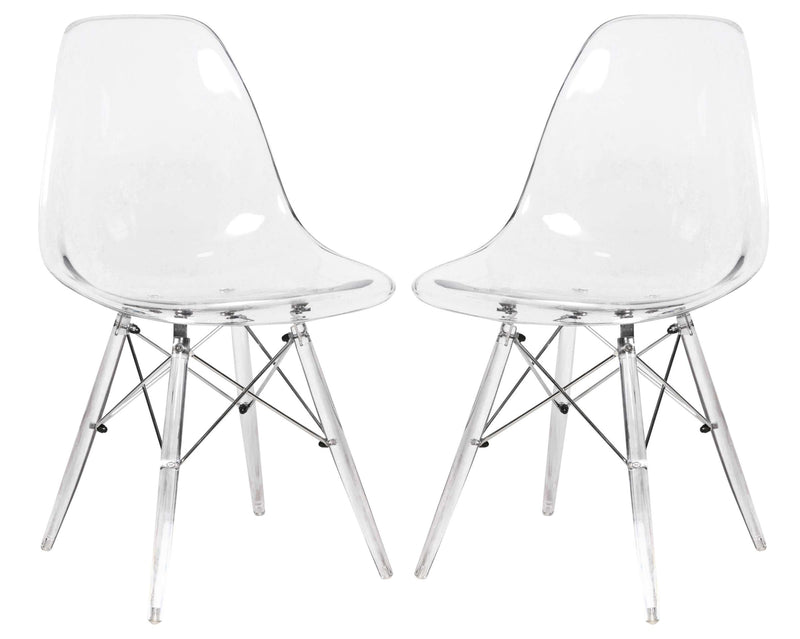 LeisureMod Dover Molded Side Chair with Acrylic Base, Set of 2 | Side Chairs | Modishstore