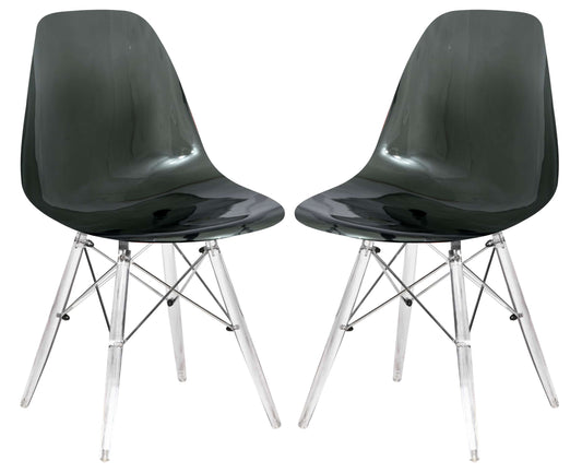 LeisureMod Dover Molded Side Chair with Acrylic Base, Set of 2 | Side Chairs | Modishstore