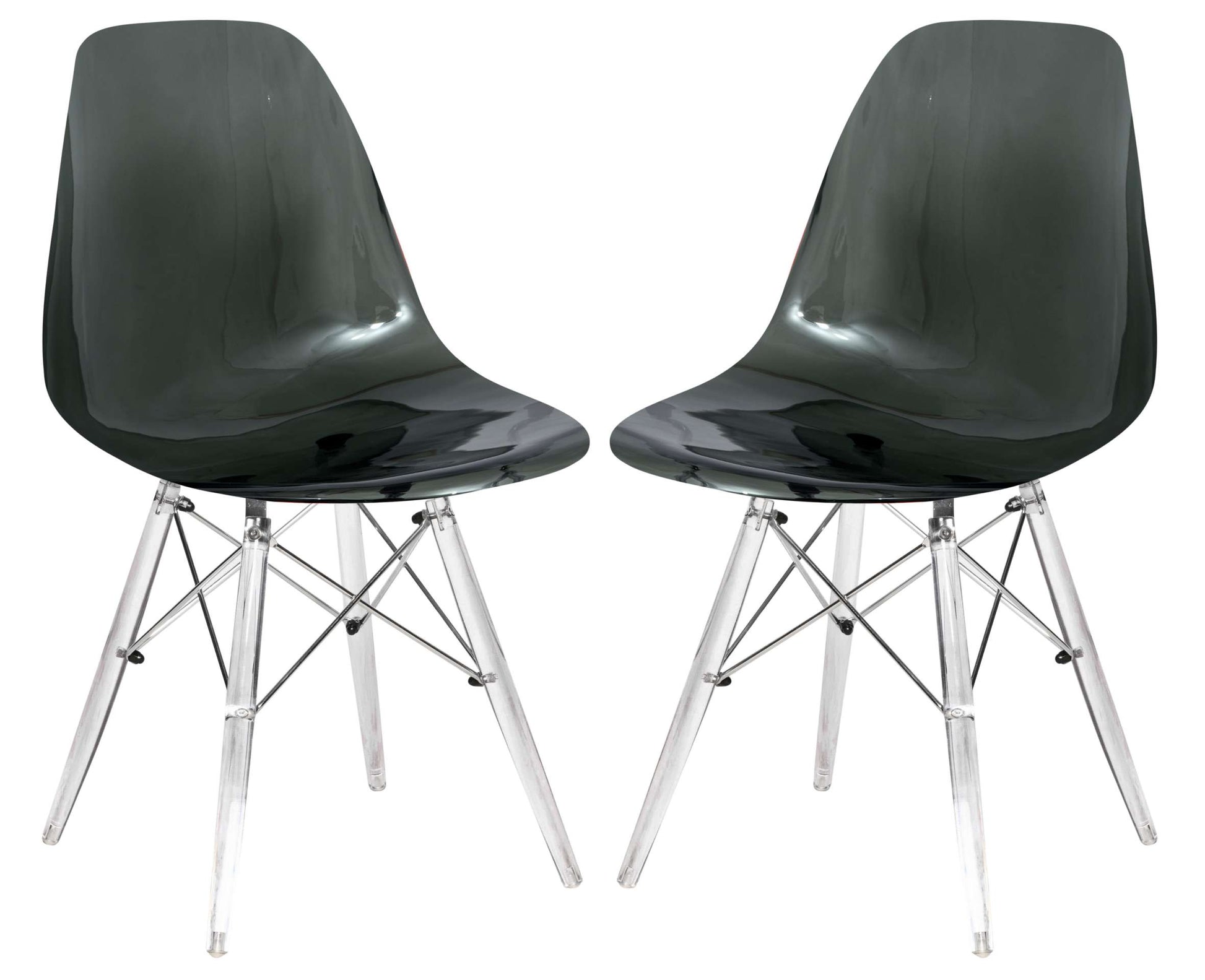 LeisureMod Dover Molded Side Chair with Acrylic Base, Set of 2 | Side Chairs | Modishstore