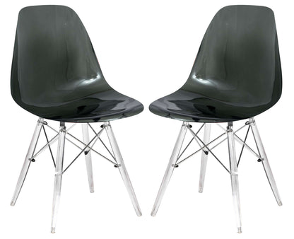 LeisureMod Dover Molded Side Chair with Acrylic Base, Set of 2 | Side Chairs | Modishstore