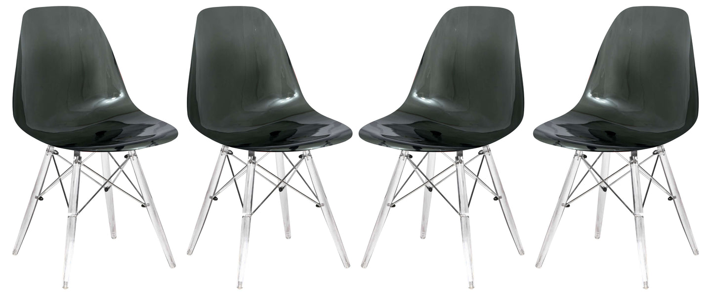 LeisureMod Dover Molded Side Chair with Acrylic Base, Set of 4 | Side Chairs | Modishstore