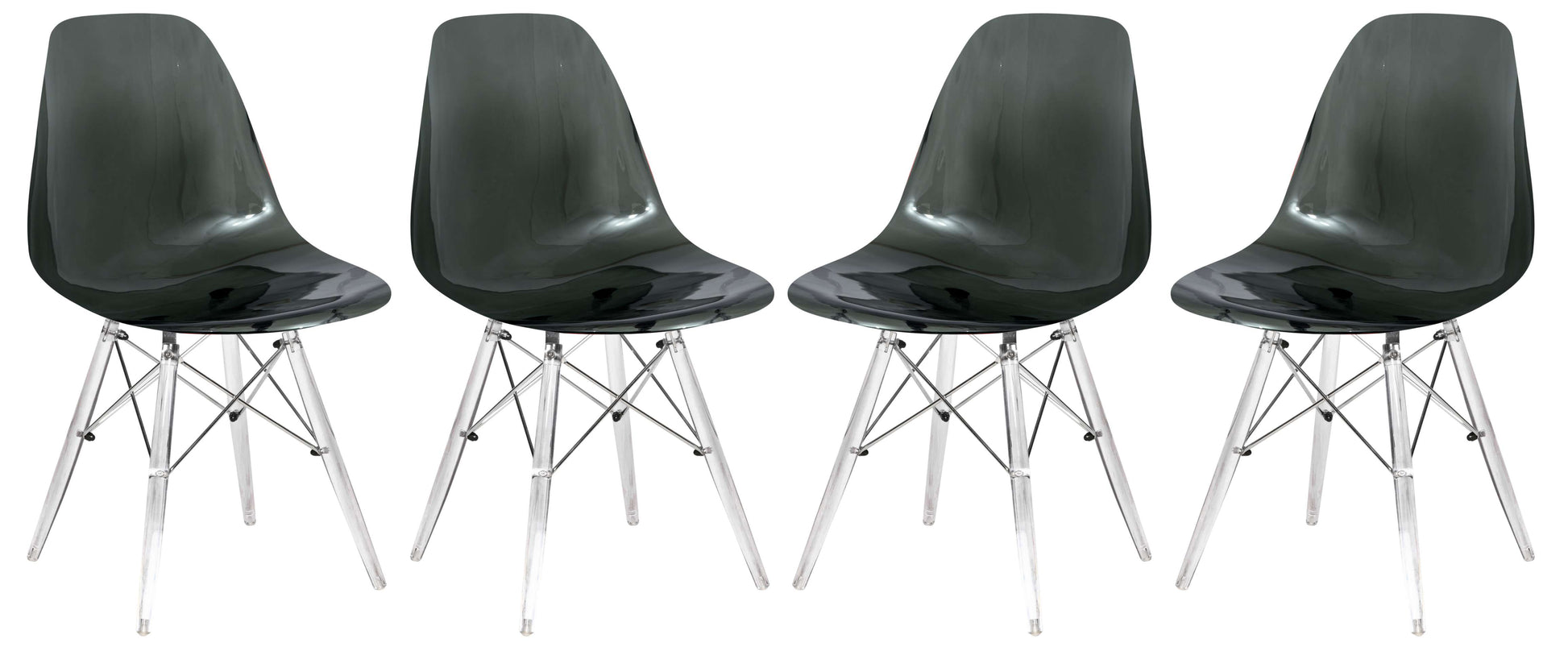 LeisureMod Dover Molded Side Chair with Acrylic Base, Set of 4 | Side Chairs | Modishstore