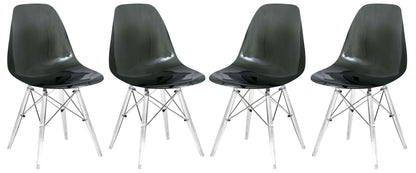 LeisureMod Dover Molded Side Chair with Acrylic Base, Set of 4 | Side Chairs | Modishstore