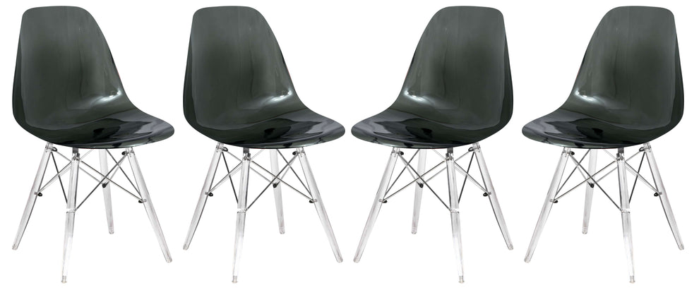 LeisureMod Dover Molded Side Chair with Acrylic Base, Set of 4 | Side Chairs | Modishstore