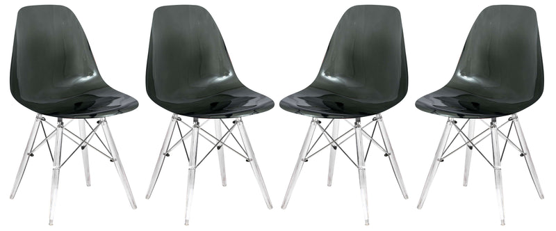 LeisureMod Dover Molded Side Chair with Acrylic Base, Set of 4 | Side Chairs | Modishstore