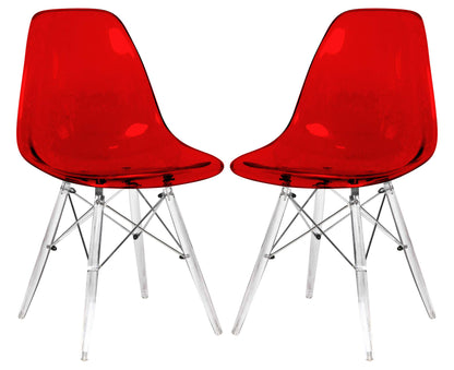LeisureMod Dover Molded Side Chair with Acrylic Base, Set of 2 | Side Chairs | Modishstore - 9