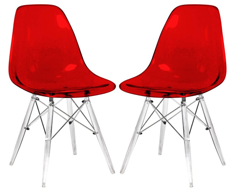 LeisureMod Dover Molded Side Chair with Acrylic Base, Set of 2 | Side Chairs | Modishstore - 9
