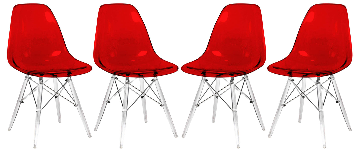 LeisureMod Dover Molded Side Chair with Acrylic Base, Set of 4 | Side Chairs | Modishstore - 8