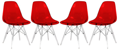 LeisureMod Dover Molded Side Chair with Acrylic Base, Set of 4 | Side Chairs | Modishstore - 8