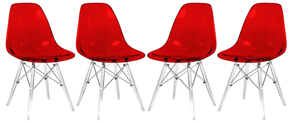 LeisureMod Dover Molded Side Chair with Acrylic Base, Set of 4 | Side Chairs | Modishstore - 8