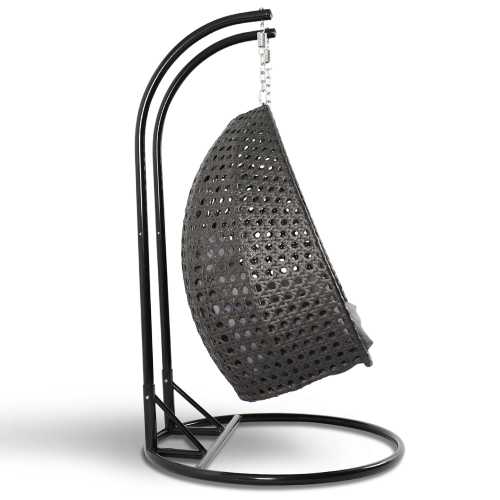 LeisureMod Charcoal Wicker Hanging 2 person Egg Swing Chair | Outdoor Porch Swings | Modishstore - 2