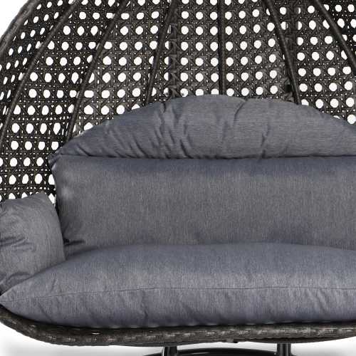 LeisureMod Charcoal Wicker Hanging 2 person Egg Swing Chair | Outdoor Porch Swings | Modishstore - 4