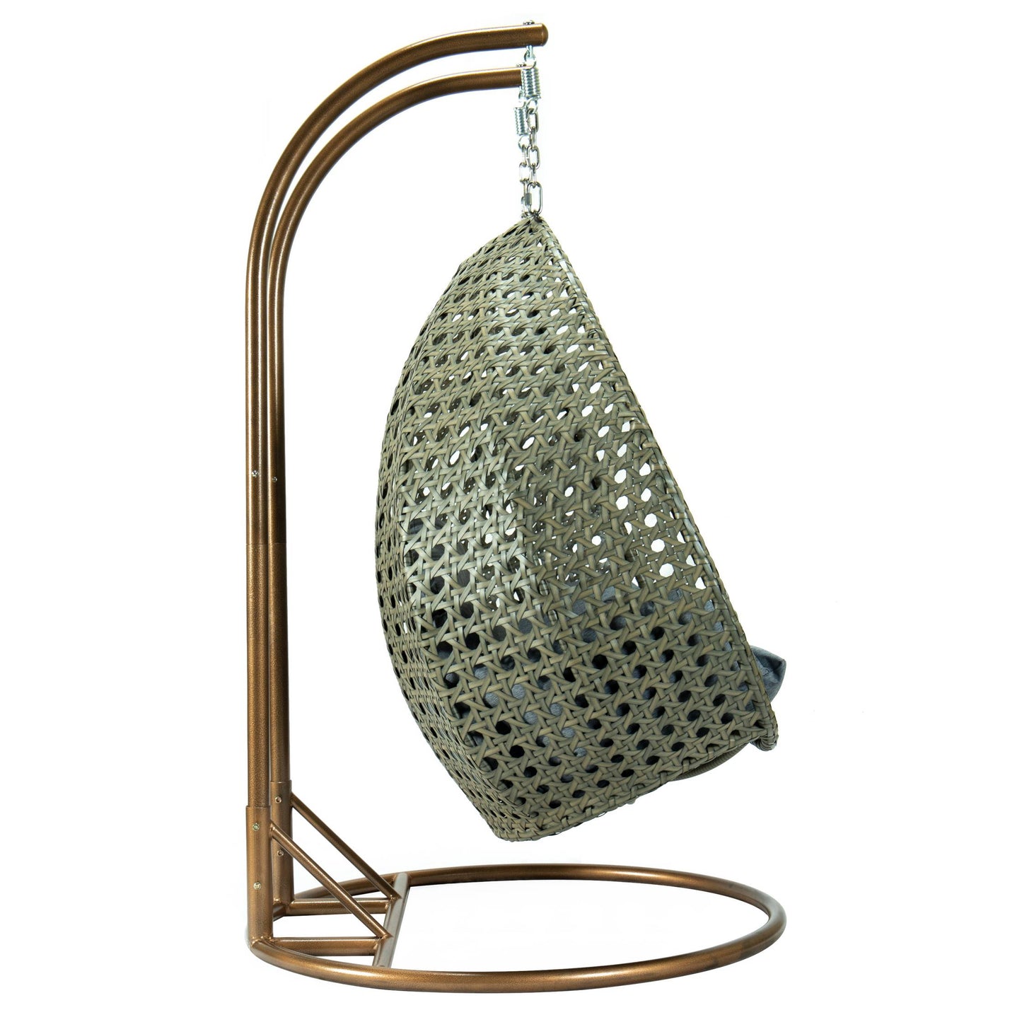 LeisureMod Beige Wicker Hanging 2 person Egg Swing Chair | Outdoor Porch Swings | Modishstore - 71