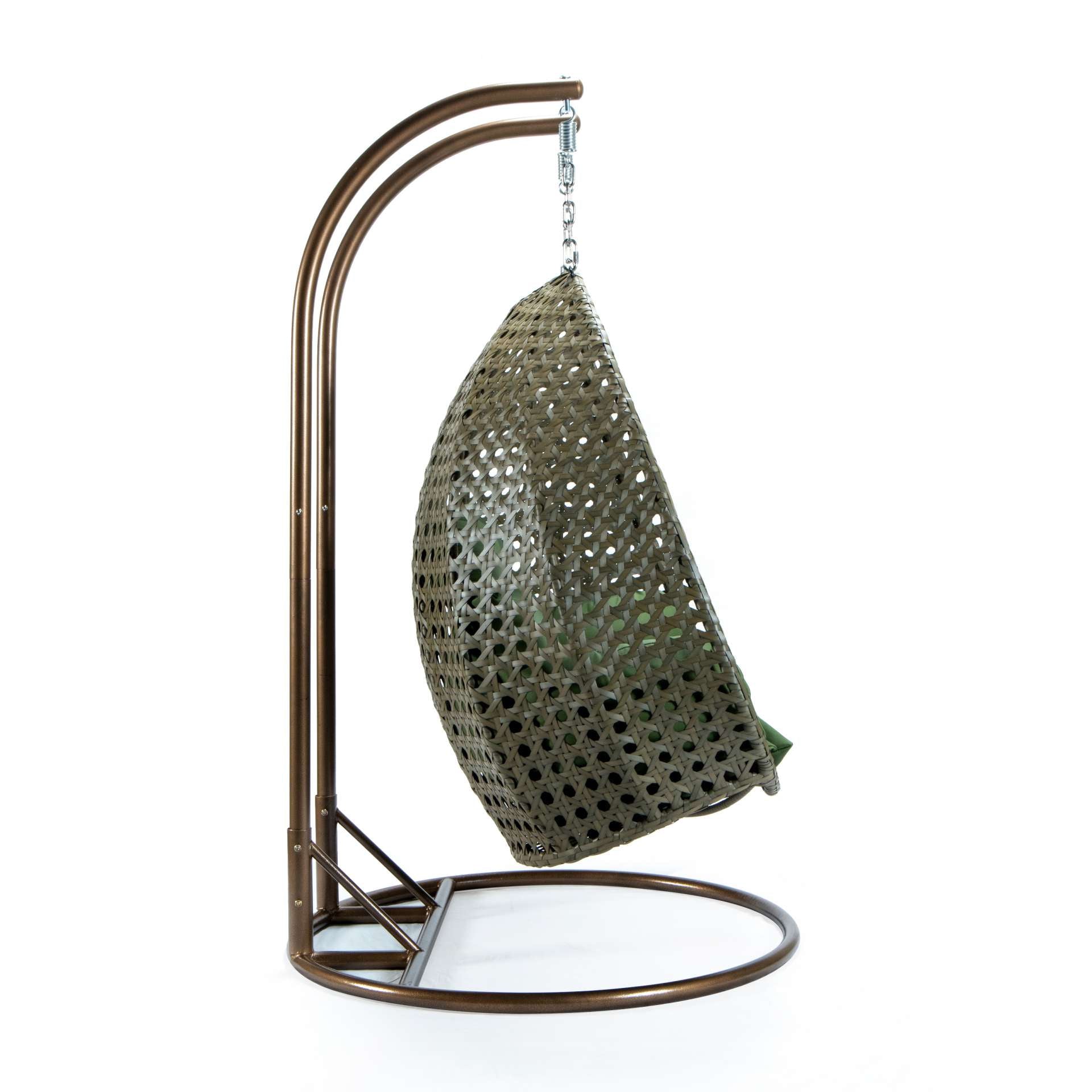 LeisureMod Beige Wicker Hanging 2 person Egg Swing Chair | Outdoor Porch Swings | Modishstore - 18