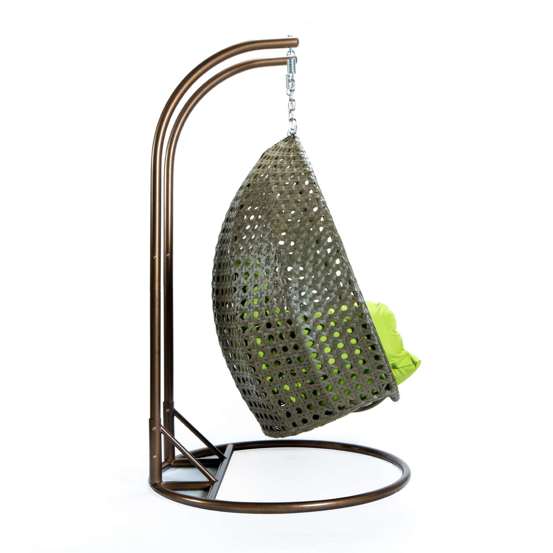 LeisureMod Beige Wicker Hanging 2 person Egg Swing Chair | Outdoor Porch Swings | Modishstore - 36
