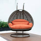 LeisureMod Beige Wicker Hanging 2 person Egg Swing Chair | Outdoor Porch Swings | Modishstore - 55