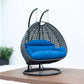 LeisureMod Charcoal Wicker Hanging 2 person Egg Swing Chair | Outdoor Porch Swings | Modishstore - 6